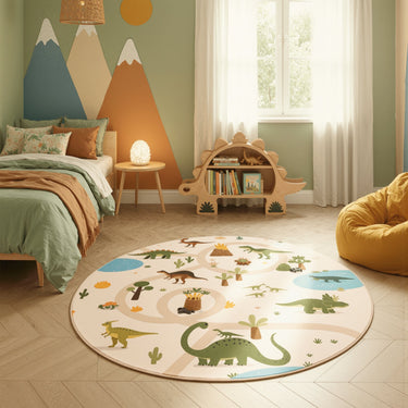 Coco Dino Børnetæppe - Rundt - 1131 Beige