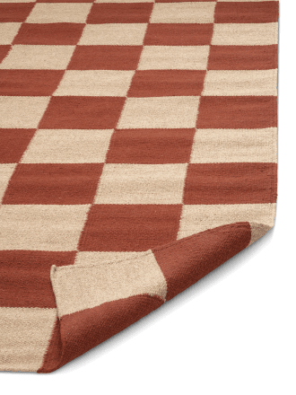 Squares Ternet Kelim Tæppe - Terracotta