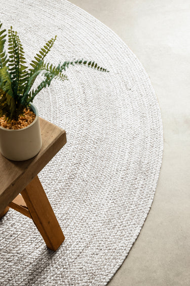 Jute Braided Jutetæppe - 106321 Hvid (Rundt)