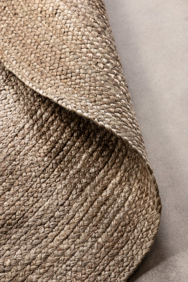 Jute Braided Jutetæppe - 106006 Grå (Rundt)