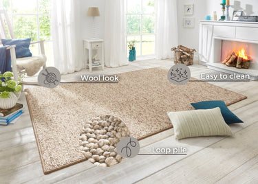 Wolly Uld look tæppe - 102842 Brun