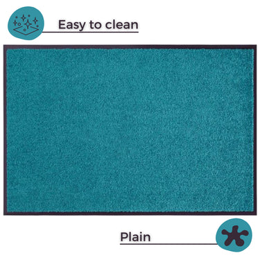 Wash & Clean Ensfarvet Dørmåtte - 102045 Blå