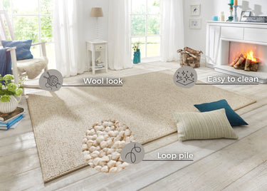 Wolly Uld look tæppe - 102843 Creme
