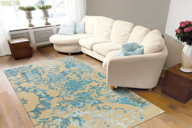 Satin Uldtæppe - 8061 Creme/Turkis