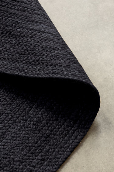 Jute Braided Jutetæppe - 106322 Sort (Rundt)