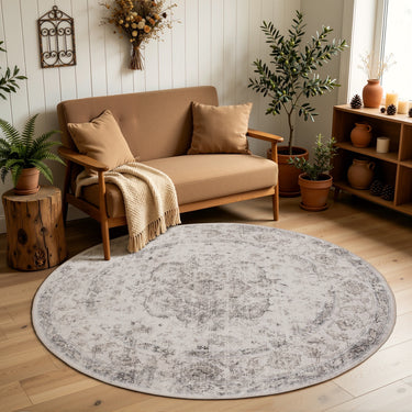 Inka Vaskbart tæppe - 1141 Beige (Rundt)