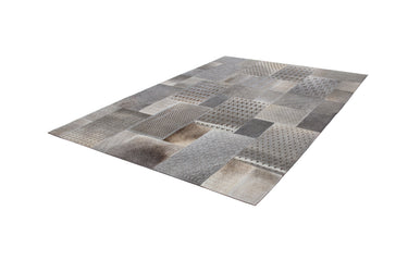 Gleam Patchwork Skind Tæppe - 560 Grå/Sølv