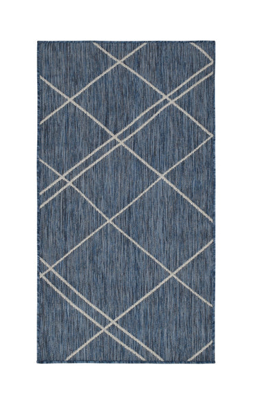 Terrace tæppe - 11171A Azurblå/Hvid