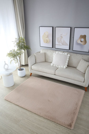 Pelus Soft Pels Tæppe - Beige Rundt Ø100-RESTPARTI