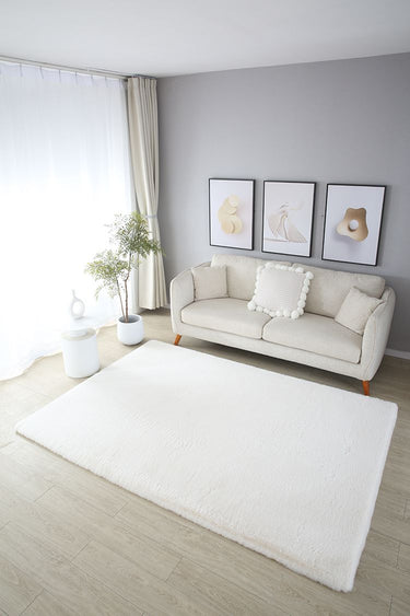 Pelus Soft Pels Tæppe - Creme Rundt- Ø100 RESTPARTI