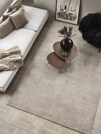 Solid Ensfarvet Uld Tæppe - Beige