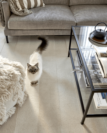 Stripe Boucle Uld Tæppe - Ivory