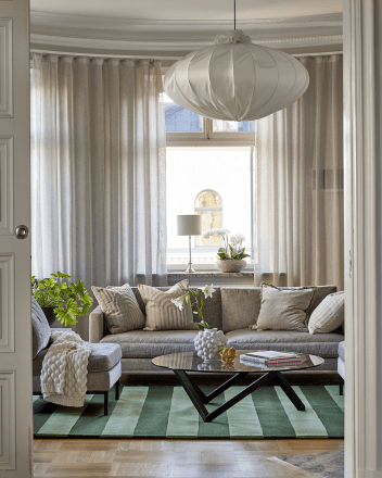 Stripe Boucle Uld Tæppe - Green