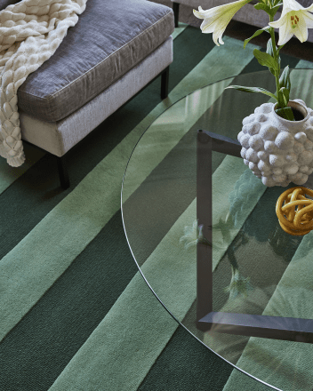 Stripe Boucle Uld Tæppe - Green