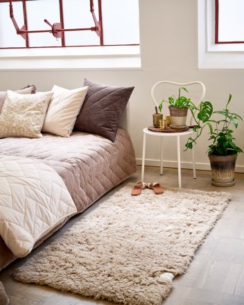 Cloudy Uld Rya Tæppe - Beige