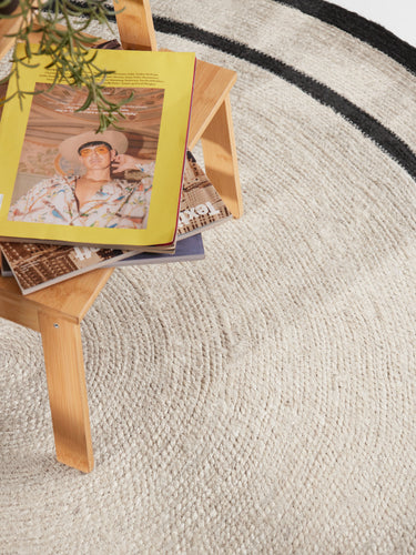 Jute Braided Jutetæppe - 106331 Sort (Rundt)