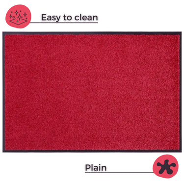 Wash & Clean Ensfarvet Dørmåtte - 101466 Rød