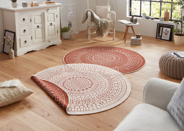 Twin Vendbart Inde/Ude Tæppe - 103102 Beige (Rundt)