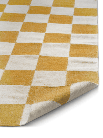 Squares Ternet Kelim Tæppe - White Yellow