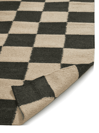 Squares Ternet Kelim Tæppe - Black Natural