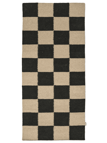 Squares Ternet Kelim Tæppe - Black Natural