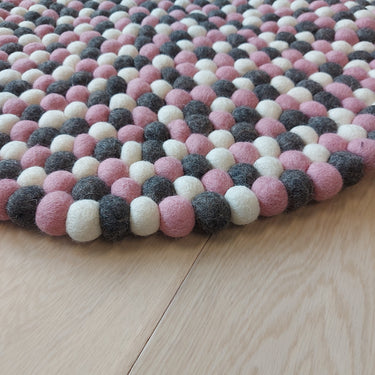 Kugle tæppe - Pink/Grå/Hvid
