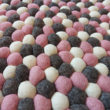 Kugle tæppe - Pink/Grå/Hvid