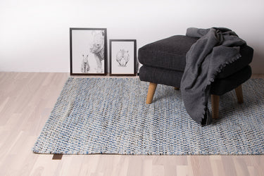 Java kelim tæppe- Ivory blue